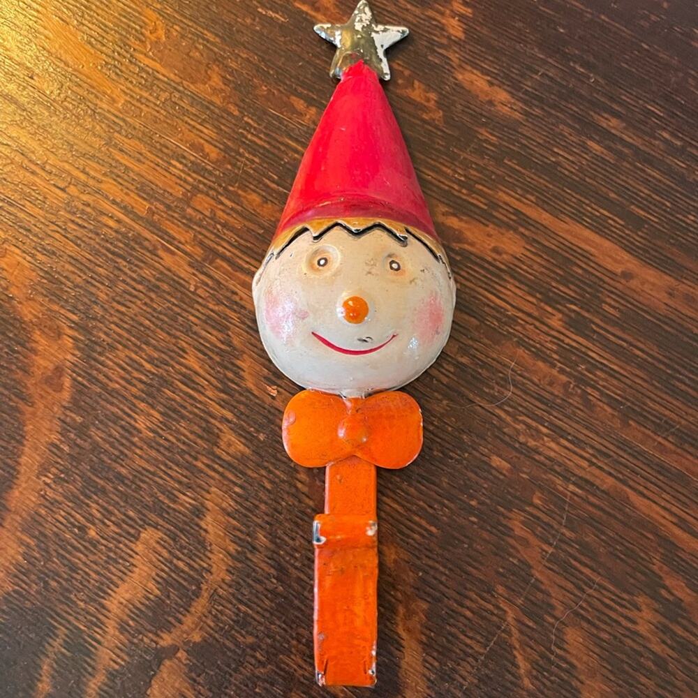 Vintage Antique Metal Christmas Elf Holiday Clown Wall Hook